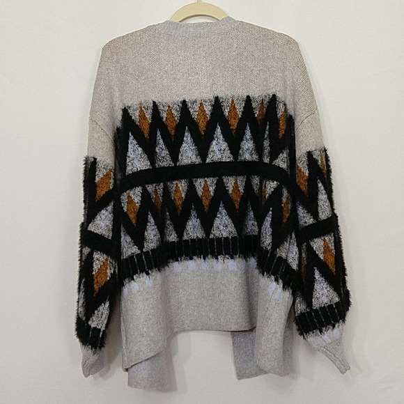 New Direction Silver Heather Chevron Cardigan Mom Sweater - Picture 8 of 11